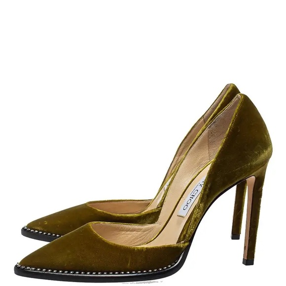 Jimmy Choo Green Velvet Babette Pointed Toe Pumps Size 39 - Picture 3 of 4